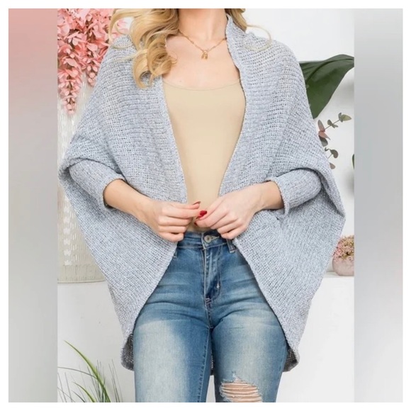 GATHER ME CLOSE OVERSIZED GREY KNIT CARDIGAN - Picture 3 of 3